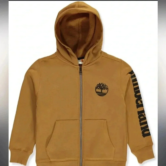 Timberland hoodie youth brown full zip jacket sweatshirt - Picture 1 of 7